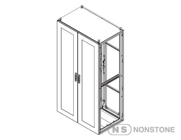 cont. MEDG Series Modular Enclosures Package 4 Double Bay, Front Glass Door with Rear Steel Door, IP55